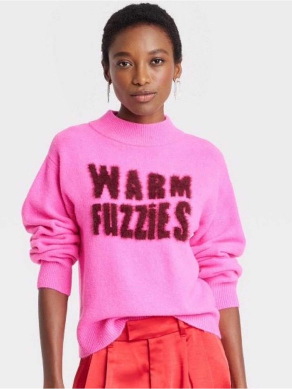 a new day Pink Crewneck Sweater with Brown Text